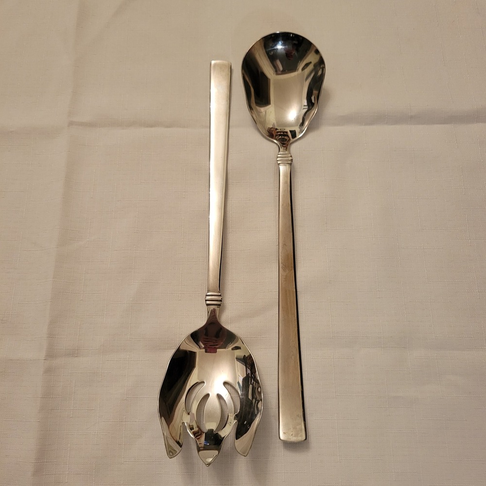 Reed Barton Salad Serving Set‎ 18/10 Stainless Heritage Mint 2 Pc Gift Holiday